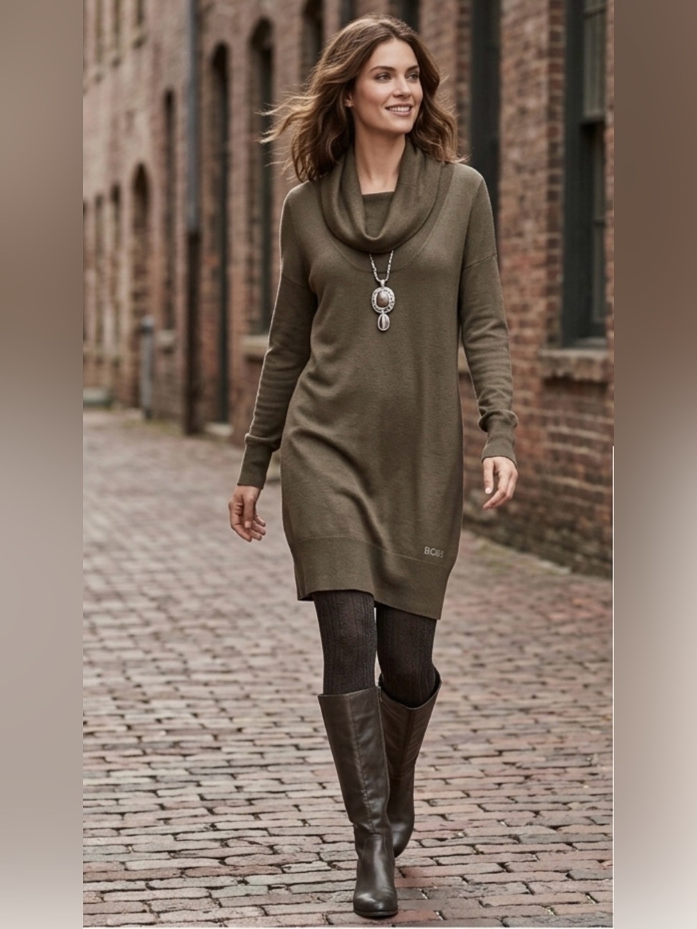 NWT BCBG Maxazria Cowl Neck Long Sweater Dress Sz XL